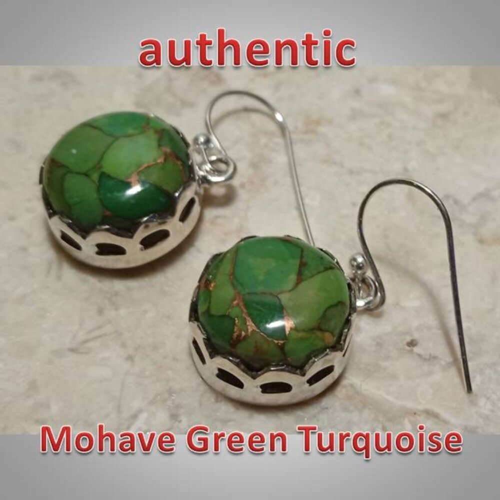 NEW Mohave Green Turquoise sterling silver earrings 02